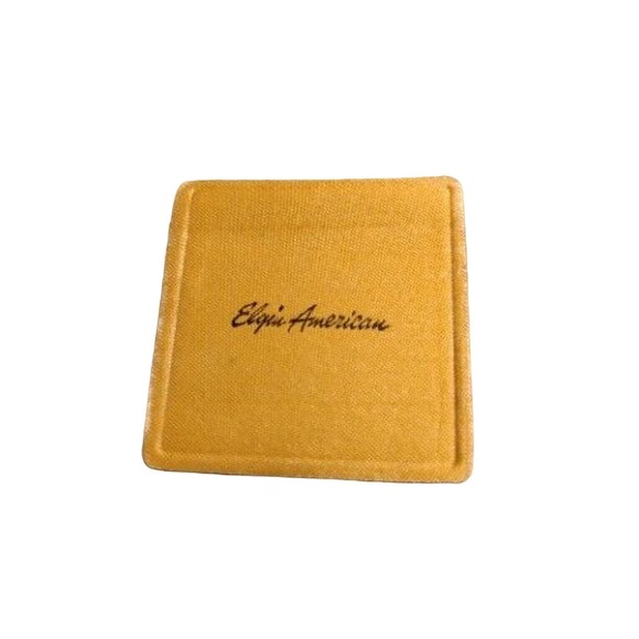 VINTAGE ELGIN GOLD TONE POWDER COMPACT WITH POUCH, PUFF AND PAPER INSERT -1940'S - Picture 5 of 7